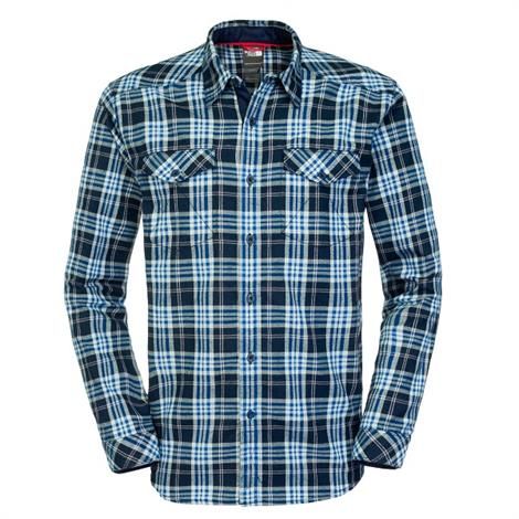 The North Face Mens New L/S Lodge Shirt, Cosmic Blue Plaid