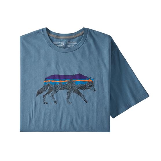 Patagonia Mens Back For Good Organic T-Shirt, Pigeon Blue / Wolf