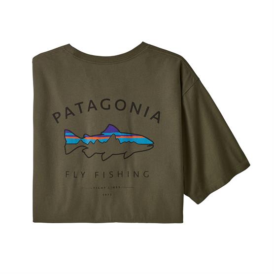 Patagonia Mens Framed Fitz Roy Trout Organic T-Shirt, Green