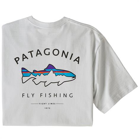 Lækker bæredygtig t-shirt fra Patagonia med fisk på brystet