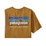 Patagonia T-shirt med P-6 logo. Under logoet er der skrevet med hvid skrift "Save our home planet".